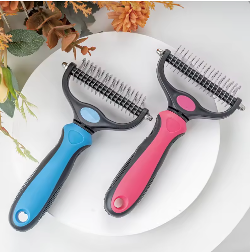 Durable Pet Grooming Slicker Brush for Cats & Dogs (Blue or Pink)